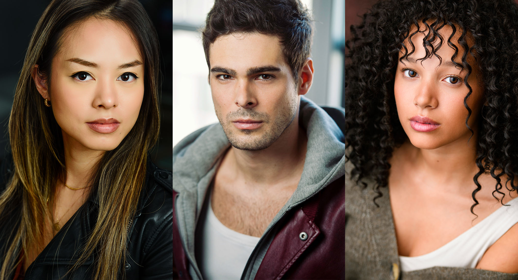 NYC Headshots featuring Theatrical Women's Acting Headshot, Dramatic Men's Actor Headshot, and Serious Teen Headshot by Nick Coleman